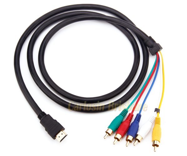 1 5m Hdmi Male To 5 Rca Audio Video Converter Av Adapter Component Cable Rgb Ebay